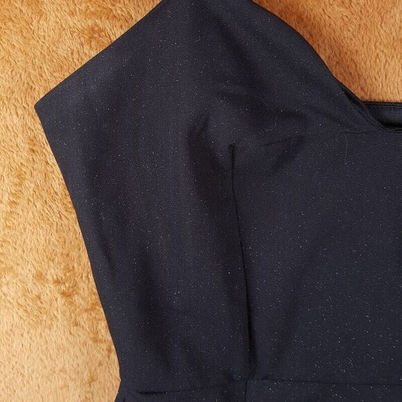 NSR Womens Dress Medium Black Mini Sheath Bodycon Sparkle Stretch Adjustable - Picture 3 of 11